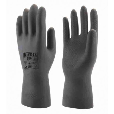Unigloves 680 Black Latex Chemical Resistant Work Gloves, Size 9 [680-09]; 264-6874