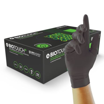 Unigloves GM009* Black Powder-Free Nitrile Disposable Gloves, 100 per Pack [GM0095]; 264-6949