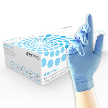 Unigloves GP0*** Blue Powder-Free Nitrile Disposable Gloves, Size M, 100 per Pack [GP0013]; 264-6953
