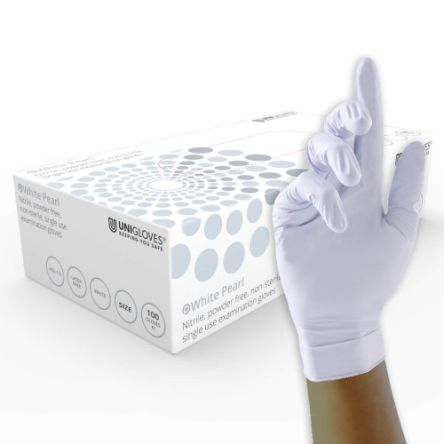 Unigloves GP0*** White Powder-Free Nitrile Disposable Gloves, Size M, 100 per Pack [GP0023]; 264-6958