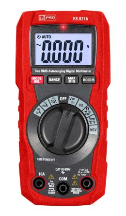 RS PRO RS-927A Handheld Digital Digital Multimeter, True RMS, 10A ac Max, 10A dc Max, 600V ac Max [0]; 264-7228