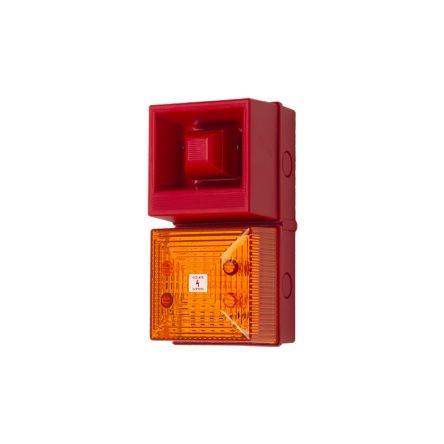 Clifford & Snell YL40 Series Amber Sounder Beacon, 115 V ac, IP65, Bulkhead, Flat Wall, 108dB at 1 Metre [245196]; 264-7902