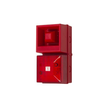 Clifford & Snell YL40 Series Red Sounder Beacon, 230 V ac, IP65, Bulkhead, Flat Wall, 108dB at 1 Metre [245205]; 264-7907