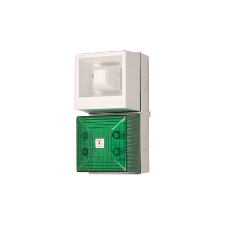 Clifford & Snell YL40 Series Green Sounder Beacon, 24 V dc, IP65, Bulkhead, Flat Wall, 108dB at 1 Metre [245232]; 264-7914