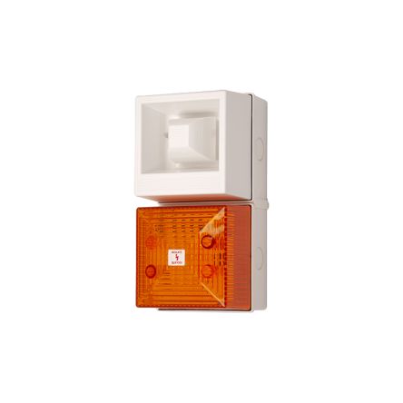 Clifford & Snell YL40 Series Amber Sounder Beacon, 230 V ac, IP65, Bulkhead, Flat Wall, 108dB at 1 Metre [245254]; 264-7921