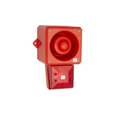 Clifford & Snell YL50 Hi Vis Series Red Sounder Beacon, 48 V dc, IP66, Bulkhead, Flat Wall, 112dB at 1 Metre [245289]; 264-7932