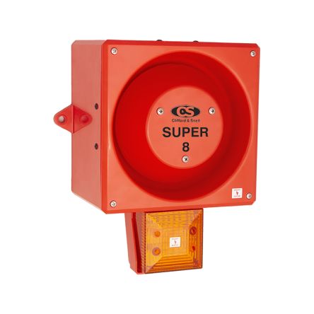 Clifford & Snell YL80 Hi Vis Series Amber Sounder Beacon, 24 V dc, IP66, Bulkhead, Flat Wall, 116dB at 1 Metre [245370]; 264-7951