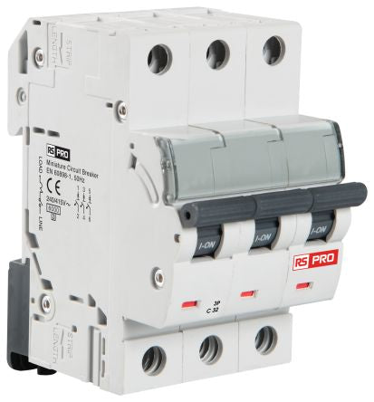RS PRO MCB, 3P, 10A Curve C, 240 → 415V AC, 10 kA Breaking Capacity [0]; 265-0205