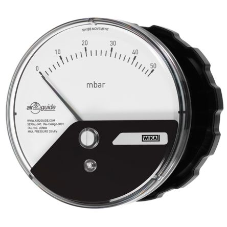 WIKA G 1/8 Analogue Differential Pressure Gauge 1500Pa Back Entry 110mm Outside Diameter [48806203]; 265-1901
