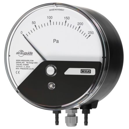 WIKA G 1/8 Analogue Differential Pressure Gauge 750Pa Back Entry 110mm Outside Diameter [40210723]; 265-2927