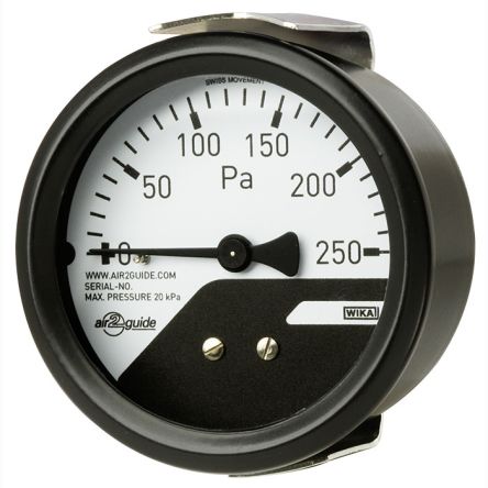 WIKA 4 to 6 mm Analogue Differential Pressure Gauge 400Pa Back Entry 63mm Outside Diameter [40421894]; 265-2939