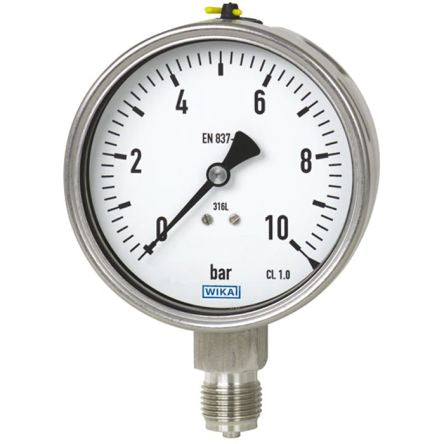 WIKA 1/4 NPT Analogue Pressure Gauge 25bar Bottom Entry 63mm Outside Diameter [48766453]; 265-3349