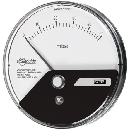 WIKA 4 to 6 mm Analogue Differential Pressure Gauge 2000Pa Back Entry 110mm Outside Diameter [48798989]; 265-4683