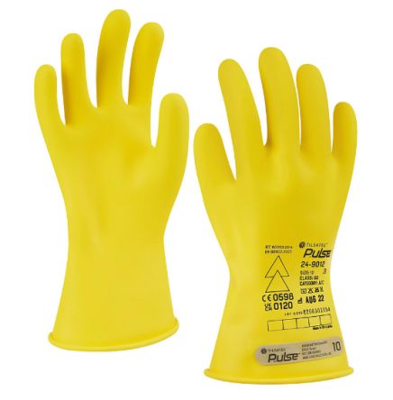 Tilsatec Pulse Yellow Rubber Electrical Safety Electrical Insulating Gloves, Size 8, Latex Coating [24-9012-08]; 265-4800