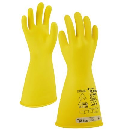 Tilsatec Pulse Yellow Rubber Electrical Safety Electrical Insulating Gloves, Size 8, Latex Coating [24-9022-08]; 265-4809