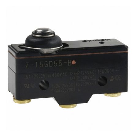 Omron Z Series Spring Plunger Limit Switch, NO/NC, IP62, SPDT, Plastic Housing, 500V ac ac Max, 15A Max [Z-15GD55-B]; 265-5121