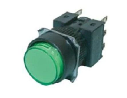 Omron A16 Series Illuminated Push Button Switch, Panel Mount, Green LED, IP65 [A165L-TGY]; 265-5276