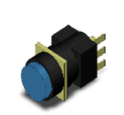 Omron A16 Series Push Button Switch, Momentary, Panel Mount, SPDT, Blue LED, 30V dc, IP65 [A165-TAM-1]; 265-5277