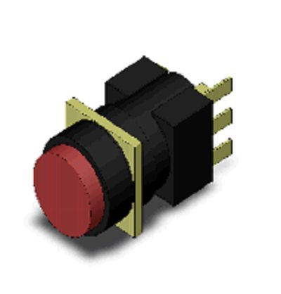 Omron A16 Series Push Button Switch, Momentary, Panel Mount, SPDT, Red LED, 30V dc, IP65 [A165-TRM-1]; 265-5279
