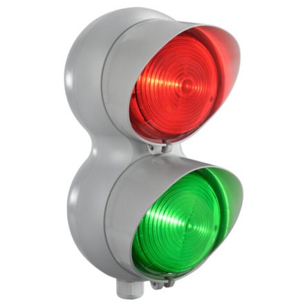 RS PRO Green, Red Traffic Light LED Beacon, 2 Lights, 12 → 24 V ac/dc, Surface Mount [0]; 265-5870