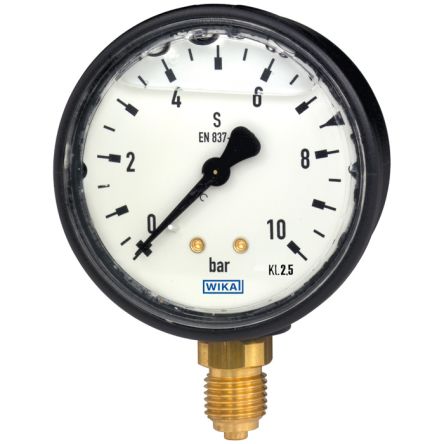 WIKA G 1/4 Analogue Pressure Gauge 60bar Bottom Entry 63mm Outside Diameter [9010874]; 265-6862