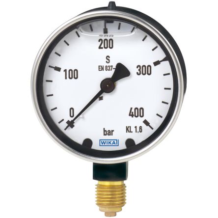 WIKA G 1/4 Analogue Pressure Gauge 40bar Back Entry 63mm Outside Diameter [9911588]; 265-6949