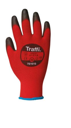Traffi Classic Red Nylon General Purpose General Handling Gloves, Size 9, Polyurethane Coating [TG1010-09-PK]; 265-8405