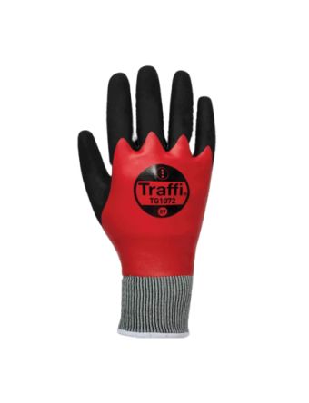 Traffi TG1072 Black/Red Acrylic, Nylon (Liner) Cut Resistant Gloves, Size 7, Nitrile Coating [TG1072-07]; 265-9158