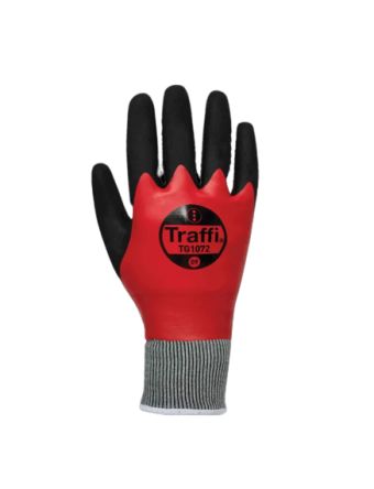 Traffi TG1072 Black/Red Acrylic, Nylon (Liner) Cut Resistant Gloves, Size 10, Nitrile Coating [TG1072-10]; 265-9162