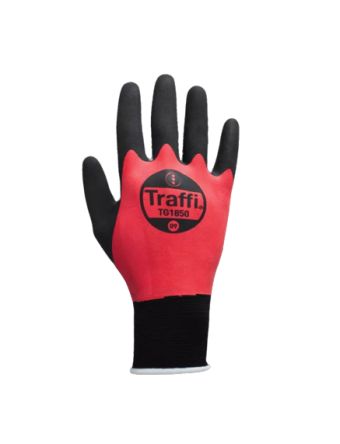 Traffi TG1850 Black/Red Elastane, Nylon Safety Gloves, Size 8, Natural Rubber Coating [TG1850-08]; 265-9179