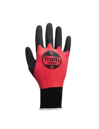 Traffi TG1850 Black/Red Elastane, Nylon Safety Gloves, Size 10, Natural Rubber Coating [TG1850-10]; 265-9181