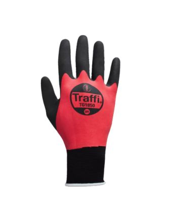 Traffi TG1850 Black/Red Elastane, Nylon Safety Gloves, Size 11, Natural Rubber Coating [TG1850-11]; 265-9182