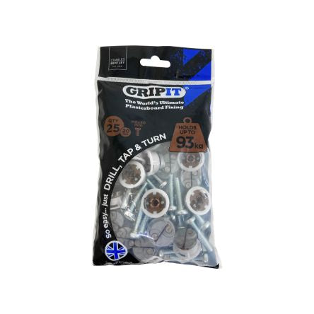 Gripit Brown Plastic, Steel Plasterboard Fixings, 20mm fixing hole diameter [GP2025]; 265-9274
