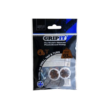 Gripit Brown Plastic, Steel Plasterboard Fixings, 20mm fixing hole diameter [GP204]; 265-9275