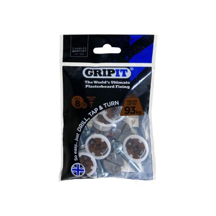 Gripit Brown Plastic, Steel Plasterboard Fixings, 20mm fixing hole diameter [GP208]; 265-9276