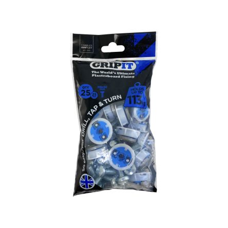 Gripit Blue Plastic, Steel Plasterboard Fixings, 25mm fixing hole diameter [GP2525]; 265-9278