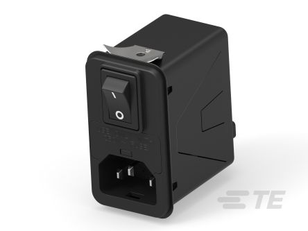 TE Connectivity 3A, 120 → 250 V ac Male Snap-In IEC Inlet Filter 2 Pole 3HPSNS1-HG, Snap In 1 Fuse [3HPSNS1-HG]; 266-0183