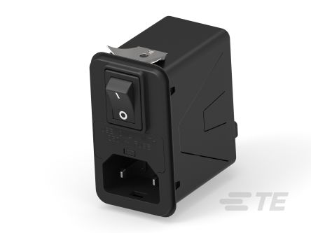TE Connectivity 6A, 120 → 250 V ac Male Snap-In IEC Inlet Filter 2 Pole 6HPSNS1-NG, Snap In 1 Fuse [6HPSNS1-NG]; 266-0212
