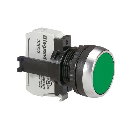 Legrand Green Push Button, 22.5mm Cutout [0 237 02]; 266-0276