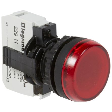 Legrand Pilot Light, Panel Mount, Red LED, 26.4V, IP69 [0 237 71]; 266-0280