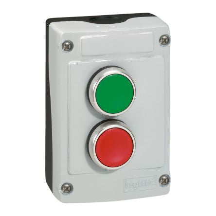 Legrand Push Button Control Station - 0 + NC, I + NO, Red/Green, IP66 [0 242 30]; 266-0295