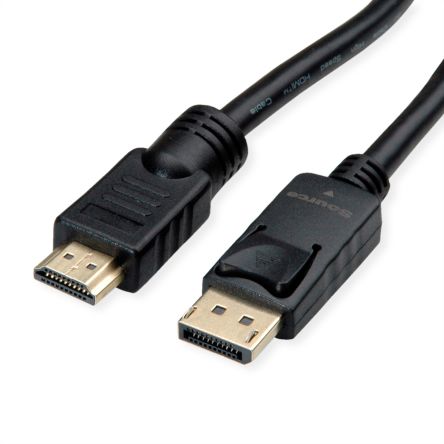 Roline Male DisplayPort to Male HDMI  Cable, 3840 x 2160, 10m [11.04.5777-5]; 266-0523