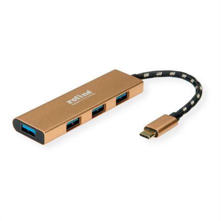 Roline 4 Port USB 3.2 USB C  Hub, USB Bus Powered, 145 x 63 x 26mm [14.02.5049-5]; 266-0589