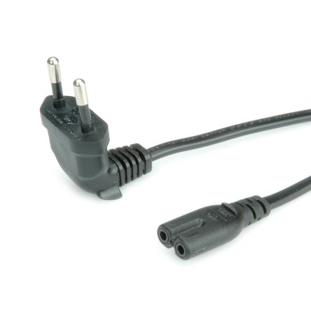Roline Straight CEE 7/16 Plug to Right Angle IEC C7 Socket Power Cable, 1.8m [19.07.2093-100]; 266-0608