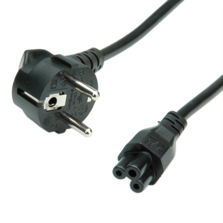 Roline Straight CEE 7/7 Plug to Straight IEC C5 Socket Power Cable, 1.8m [19.08.1028-20]; 266-0616