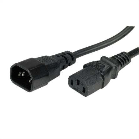 Roline Straight IEC C14 Plug to Straight IEC C13 Socket Power Cable, 1m [19.08.1510-30]; 266-0619