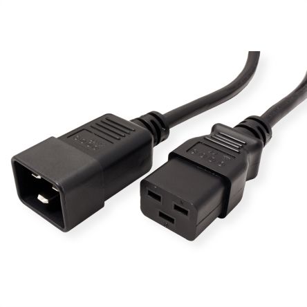 Roline Straight IEC C19 Plug to Straight IEC C20 Socket Power Cable, 2m [19.08.1562-14]; 266-0637
