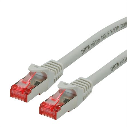 Roline, 1.5m Cat6a, Grey RJ45 to Male RJ45 Male, S/FTP, Terminated LSZH Sheath [21.15.2604-100]; 266-0724