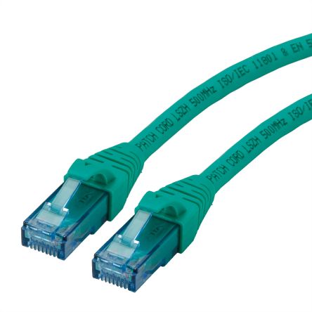 Roline, 1.5m Cat6a, Green RJ45 to Male RJ45 Male, UTP Unshielded, Terminated LSZH Sheath [21.15.2734-100]; 266-0736