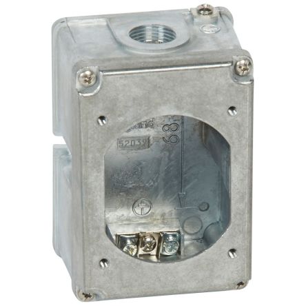 Legrand Metal Back Box, IP44, 1 Gangs, 106 x 74 x 58mm [0 520 39]; 266-1058